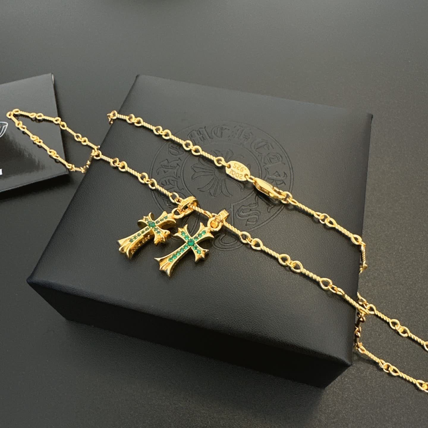 Chrome Hearts Chrone Designs Gold-Plated Cross Pendant Necklace